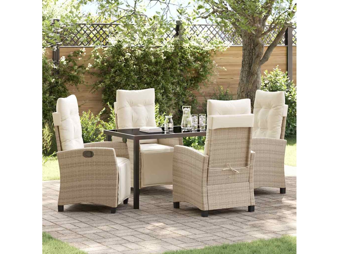 Vidaxl Conjunto De Jantar Para Jardim 5 Unid. Bege Vime Pe