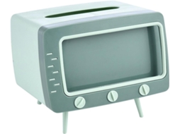 Caixa De Lenço - Porta Lenço Tv Retrô - Com Suporte Para Smartphone - Verde