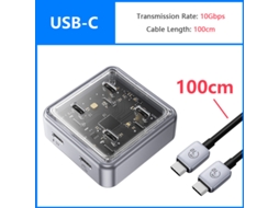 Yizhood Multi 4 Portas 10 Gbps USB A Tipo C Docking Station Múltiplo USB3.0 para Laptop PC Cabo de Compressão 100 cm Preto