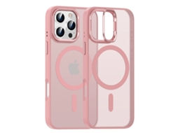 Capa Magnética Com Suporte Para Lentes Para Iphone 16, 15, 14 Plus, 13 Pro Max, Carregador Sem Fio Magsafe, Proteção À Prova De Choque, Rosa Aquaforge