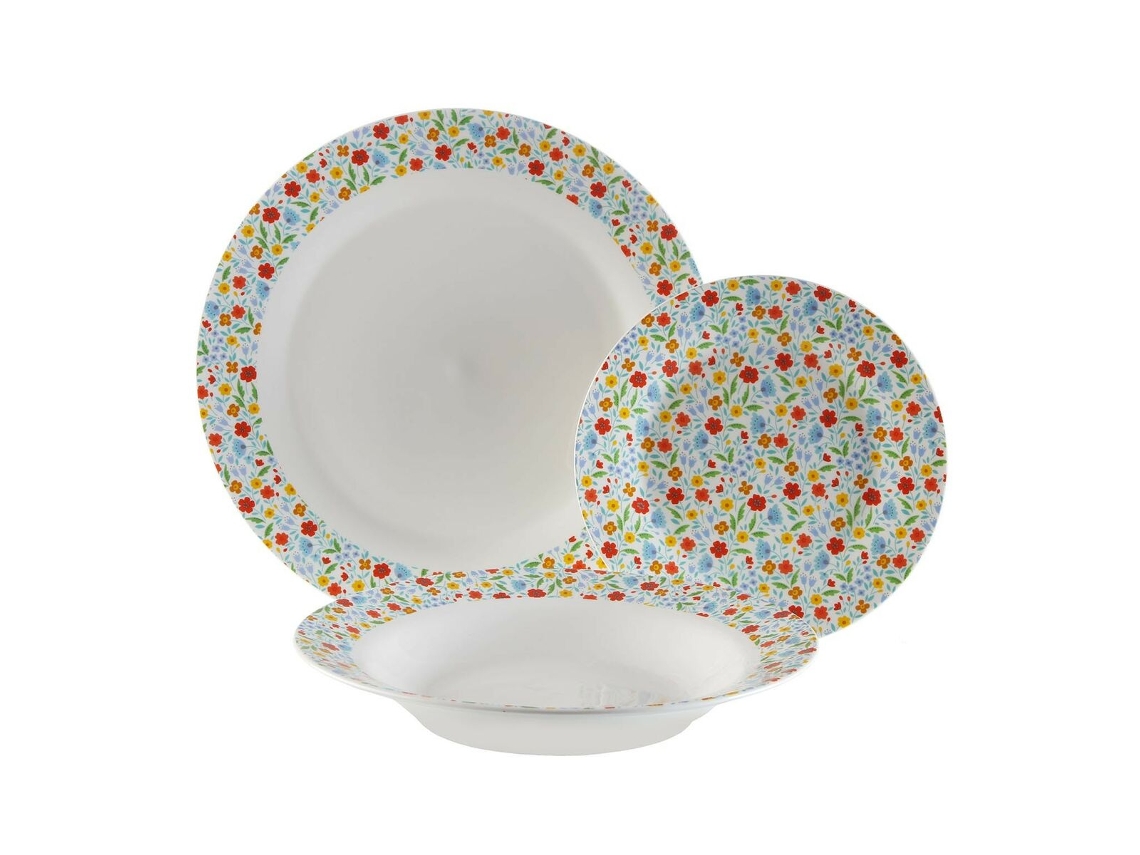 Conjunto de Louça VERSA Flandes Porcelana Bloemen 18 Peças