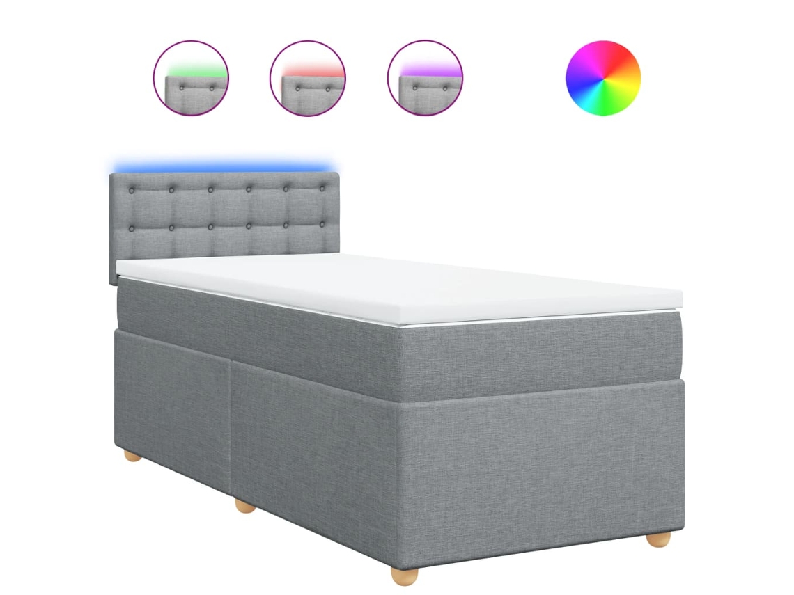 Cama com Molas/colchão 90x200 Cm Tecido Cinza claro MAISON EXCLUSIVE