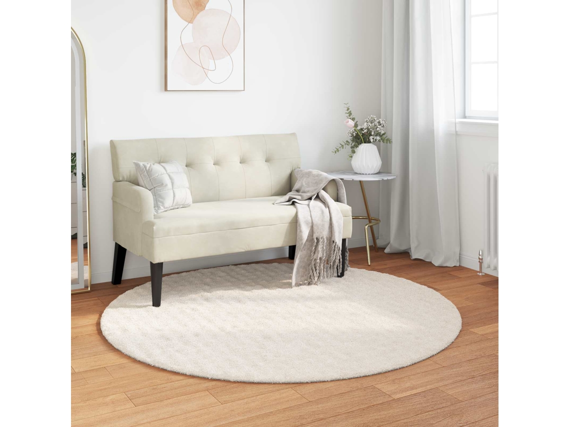 Vidaxl Tapetes De Área Redondo Sirolo Creme Ø 120 Cm Poliéster