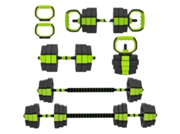 Este Conjunto De Musculação Multifuncional 6 Em 1 Pesa 25 Kg, É Feito De Plástico E Areia, Mede 125 X 18 X 18 Cm E É Verde. É Uma Escolha Ideal Para