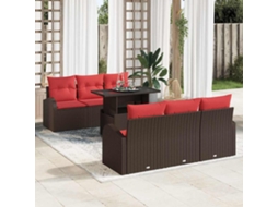Vidaxl Conjunto De Sofá De Jardim 7 Unid. Castanho Rattan Sintético