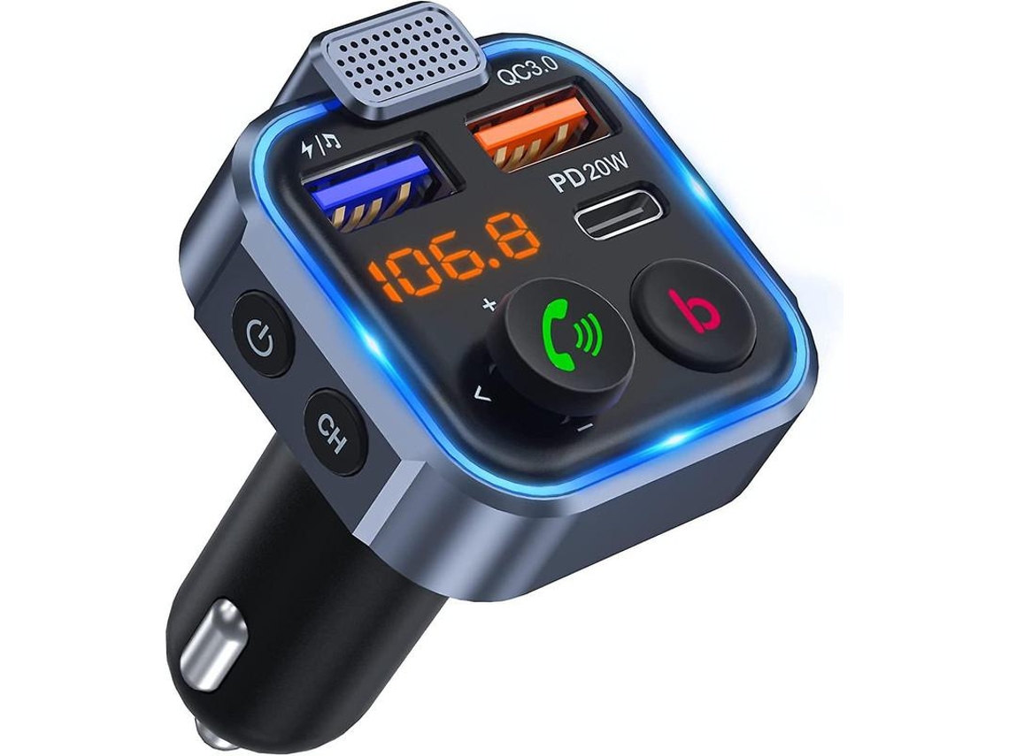 Transmissor Fm Bluetooth Yizhood Bt23l Carregamento Rápido Hi Fi Preto