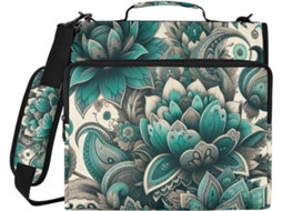 Organizador de bolsa estilo boêmio com estampa floral paisley, fechamento em zíper, tecido resistente à água e compartimento.