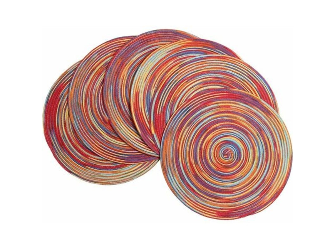 Conjunto De 6 Sousplats Redondos De Eva Trançado, Lavável, Resistente Ao Calor, Antiderrapante, 15 Polegadas/38 Cm