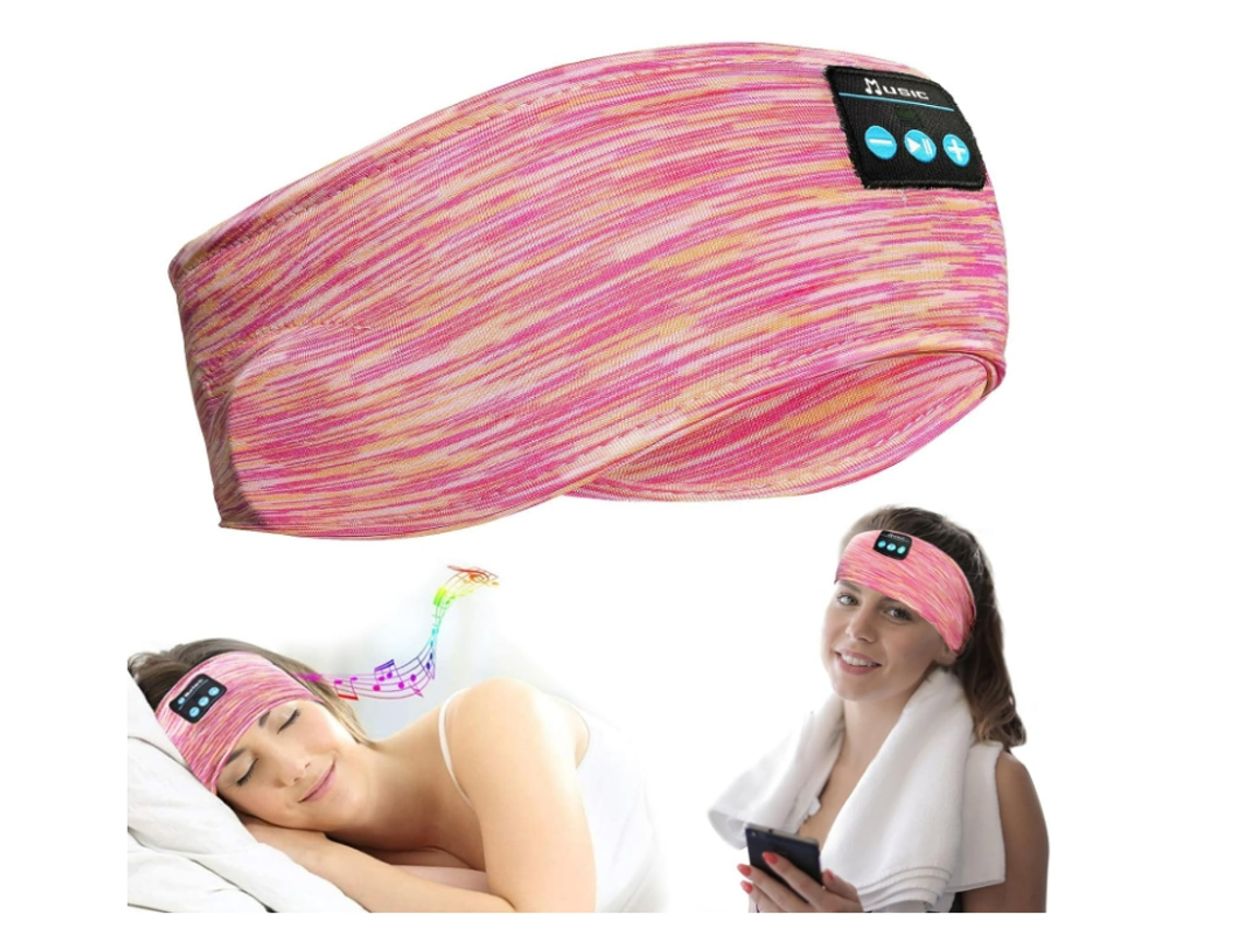 Faixa de Cabeça Bluetooth JIAPEI Ajustável, Sem Fio, para Dormir de Lado, Confortável, Prática, Rosa