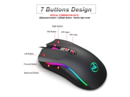 Mouse Gamer Com Fio Hxsj A869 Rgb Com Luz De Fundo De 7 Cores Seis Velocidades Ajustáveis Programáveis