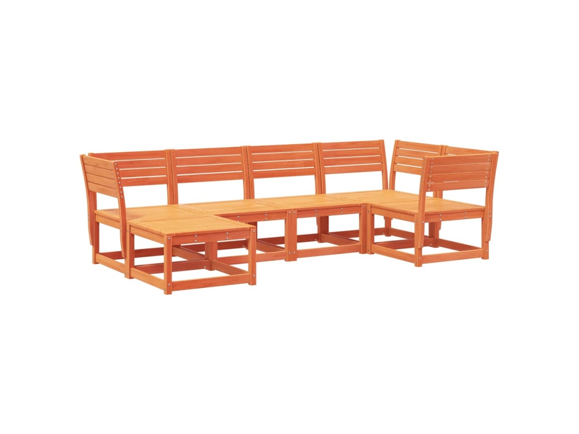 Conjunto de 6 Sofás de Jardim Madeira de Pinho Castanho Cera MAISON EXCLUSIVE (6 pcs)