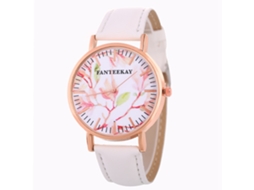 Reloj De Pulsera Para Mujer Zhoulianfa De Cuero Pu Dial Redondo Cuarzo Moda Blanco