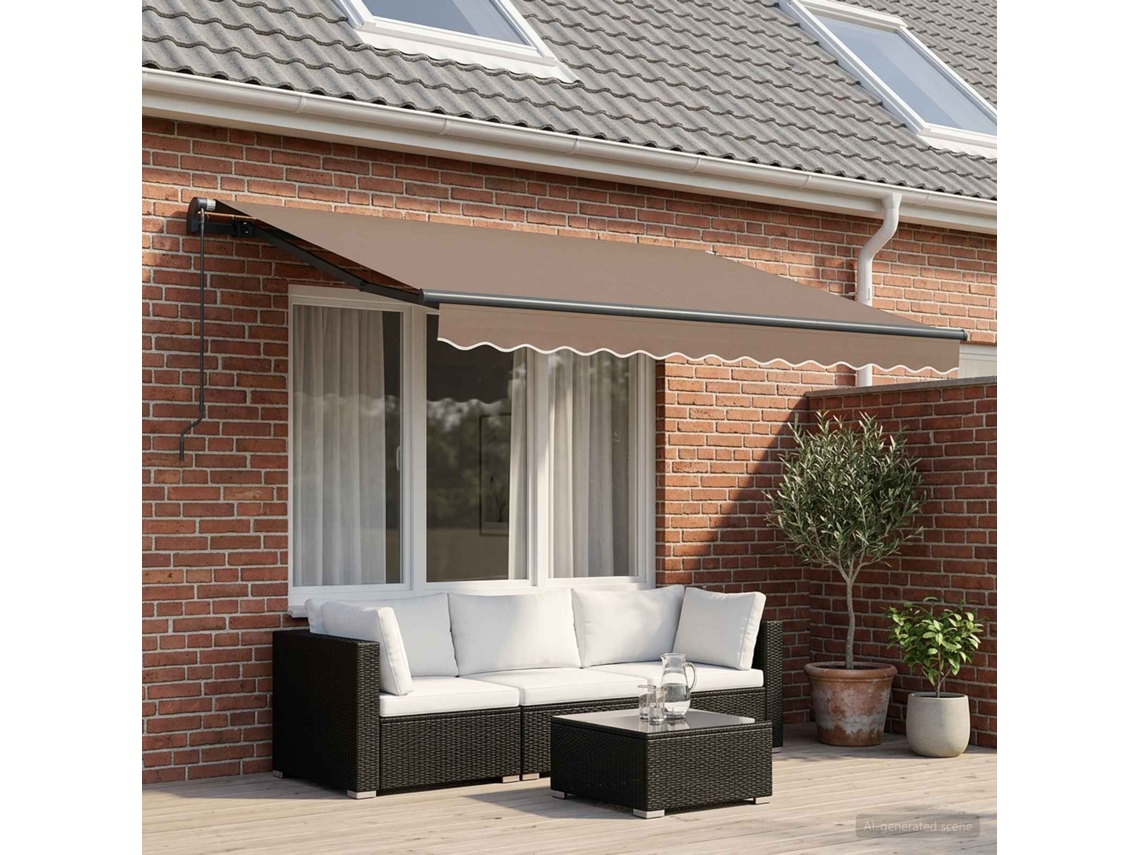Vidaxl Toldo Retrátil Cinzento-acastanhado 3,5 X 2 M Tecido