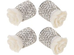 Conjunto De 4 Tampas Válvula Pneus Carro Com Incrustações Diamante.