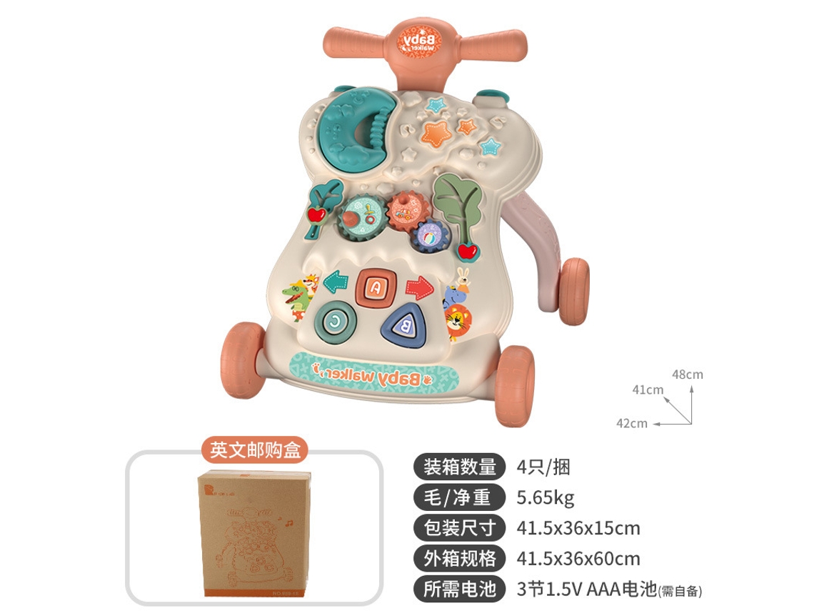 Andador de Brinquedo para Bebês de 6 a 18 Meses: Carrinho Anti tombamento, Musicalestrela e Lua/vermelho CHENNNLS