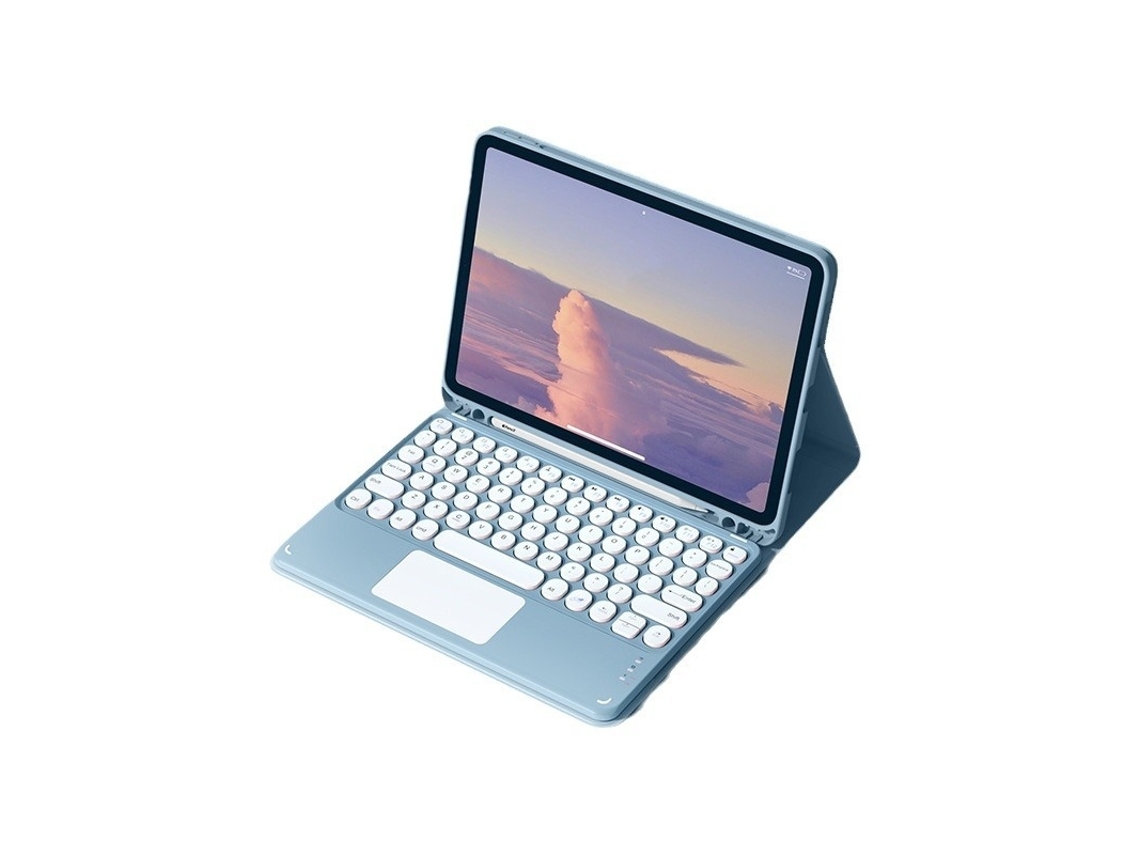 Capa Com Teclado Bluetooth Compatível Com Samsung Galaxy Tab S6 Lite, Cor Azul