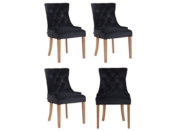 Conjunto de 4 cadeiras de jantar Veludo Aberdeen preto/antigo claro CLP
