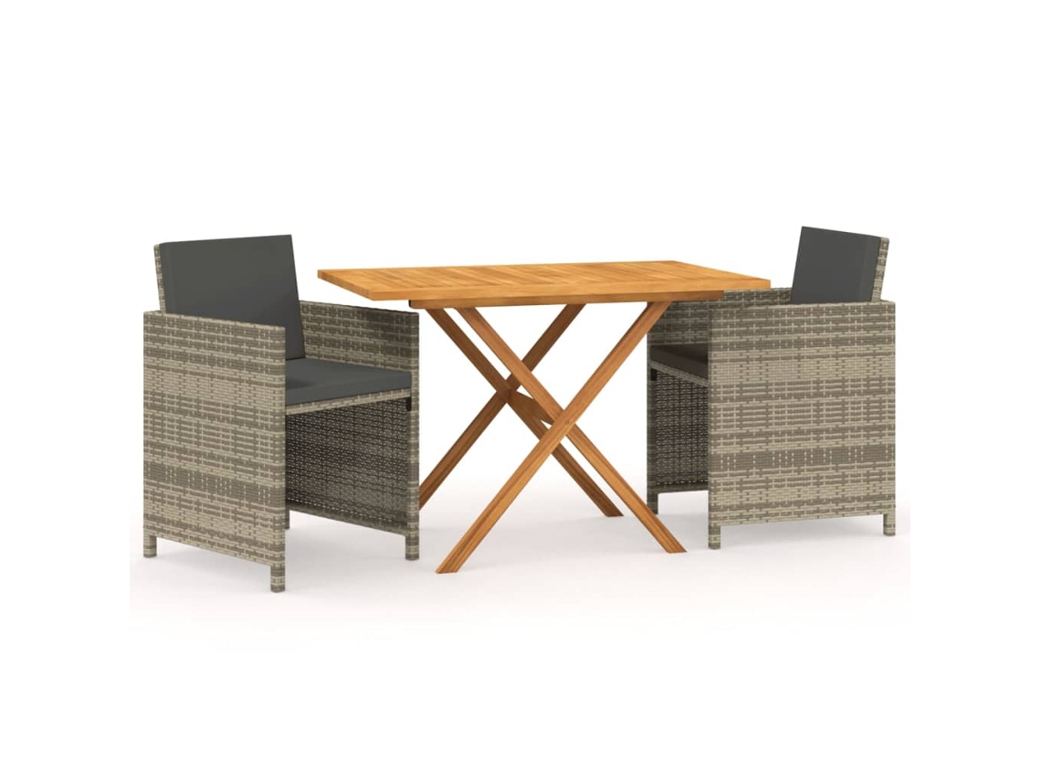 Maison Exclusive - 3 Pcs Conjunto De Jantar Para Jardim Com Almofadões Cinzento