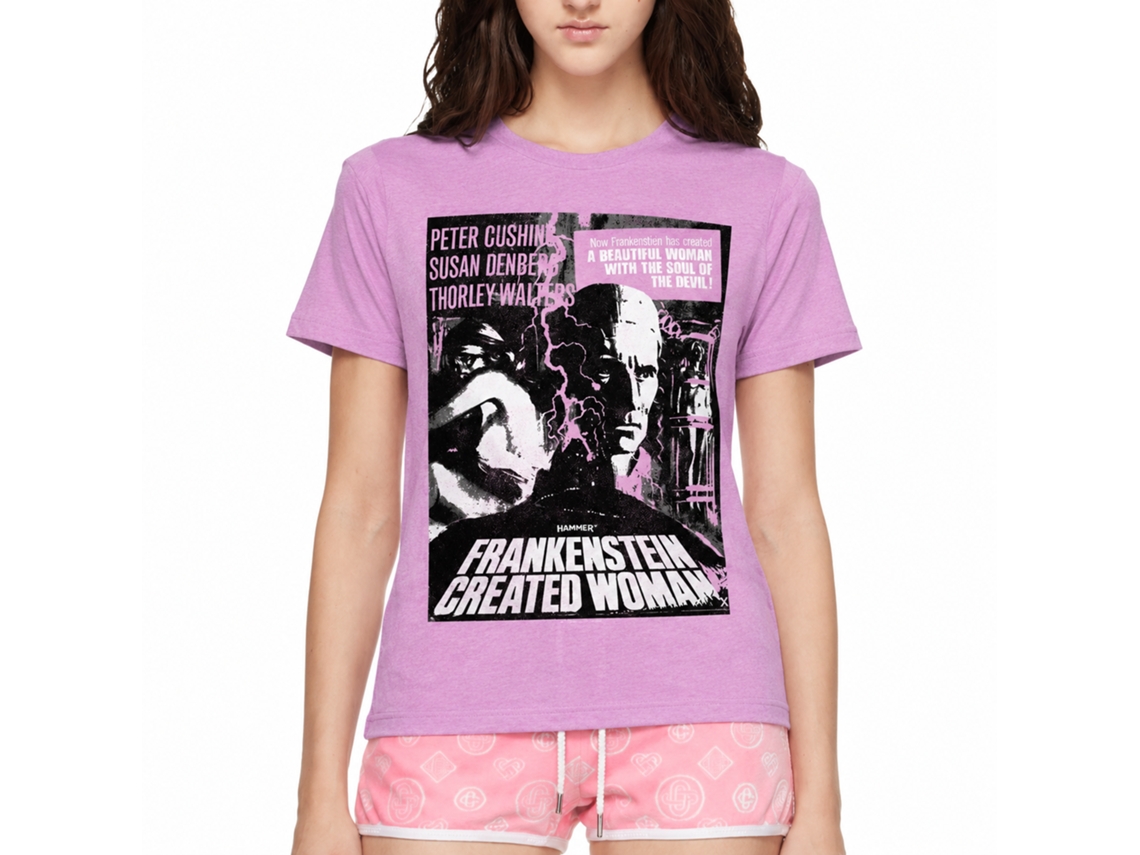 Rockinstone Horror Movies Frankenstein Woman Poster Heather Neon Purple Adult T-shirt Size:l