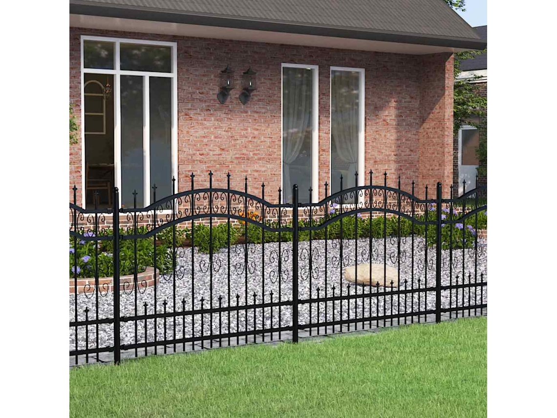 Vidaxl Cerca De Jardim Com Topo Em Forma De Lança, Preta, 240x100 Cm, Aço Com Revestimento Em Pó