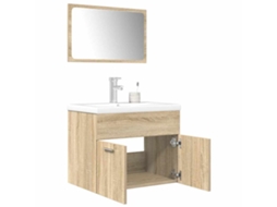 Vidaxl 3 Pcs Conj. Móveis Casa Banho Derivados Madeira Carvalho Sonoma