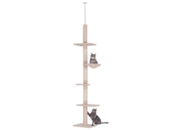 Árvore de Gato Teto 230 260cm Sisal+plataformas, Multiandares, para Gatos Pequenos/grandes, Bege Ge