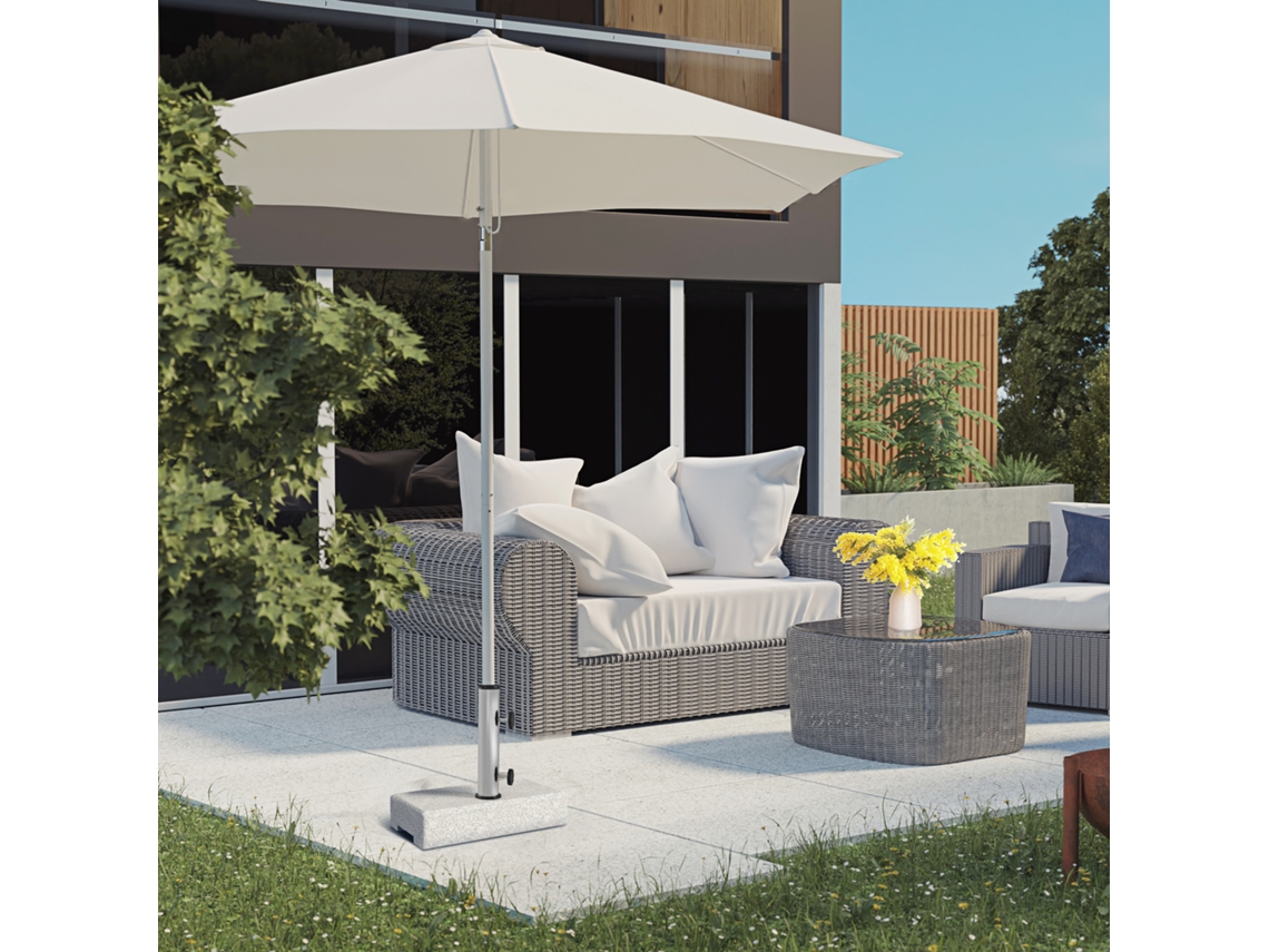Suporte Para Guarda Sol De 25kg Com Base Para Guarda Sol Meia Lua, Haste Ø 32/38/48mm, Pé Para Jardim E Varanda, Granito, Cinza 45x22,5x40cm Liptaptyn