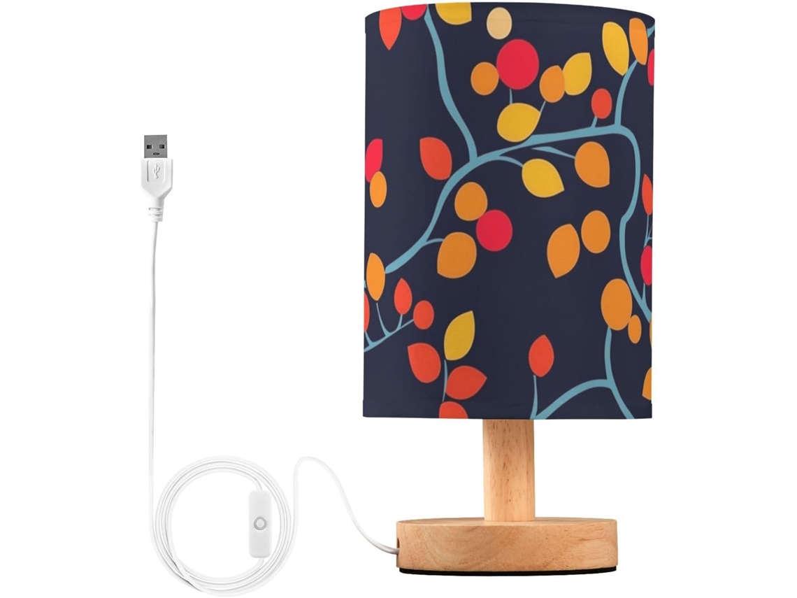 Abajur de mesa infantil colorido com LED vermelho, estilo retrô.