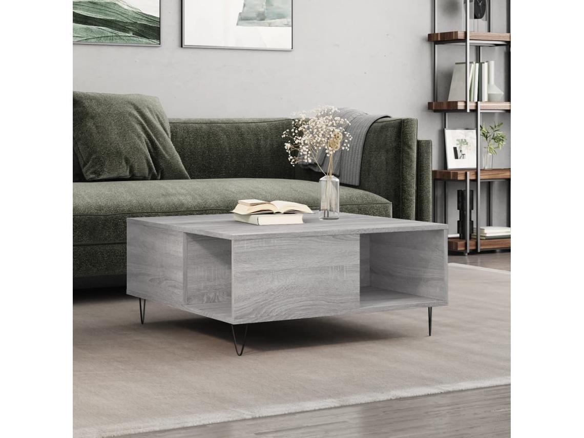 Vidaxl Mesa De Centro 80x80x36,5 Cm Derivados Madeira Cinzento Sonoma