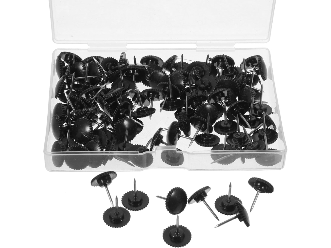 Tachinhas de plástico preto Lalafina para caixas de avisos, 100 unidades, multifuncionais e leves, ideais para fixação.