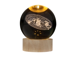 Luz de Noite Cristal 3d Usb Base Madeira Presente Férias