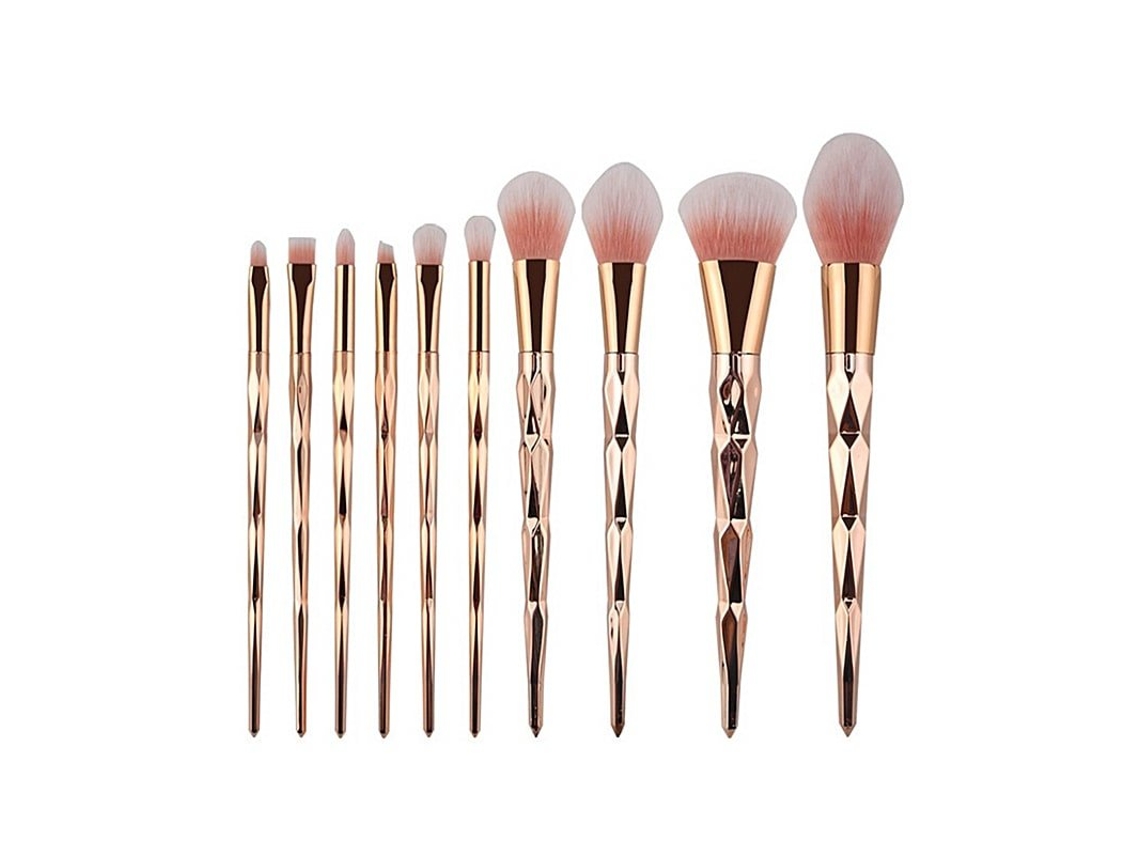 Makeup brush set, 10 brushes - Rosé gold