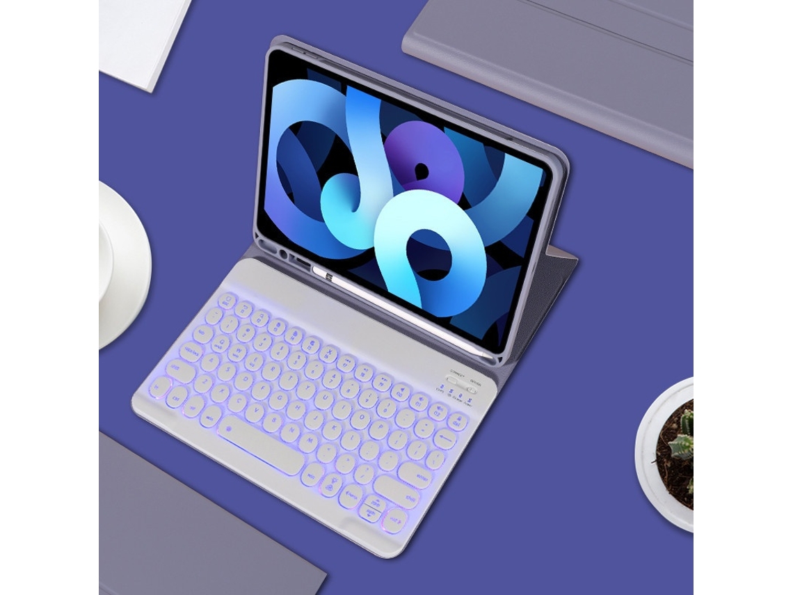 Lurelia Capa Com Teclado Bluetooth Para Ipad Air2 Com Retroiluminação Colorida