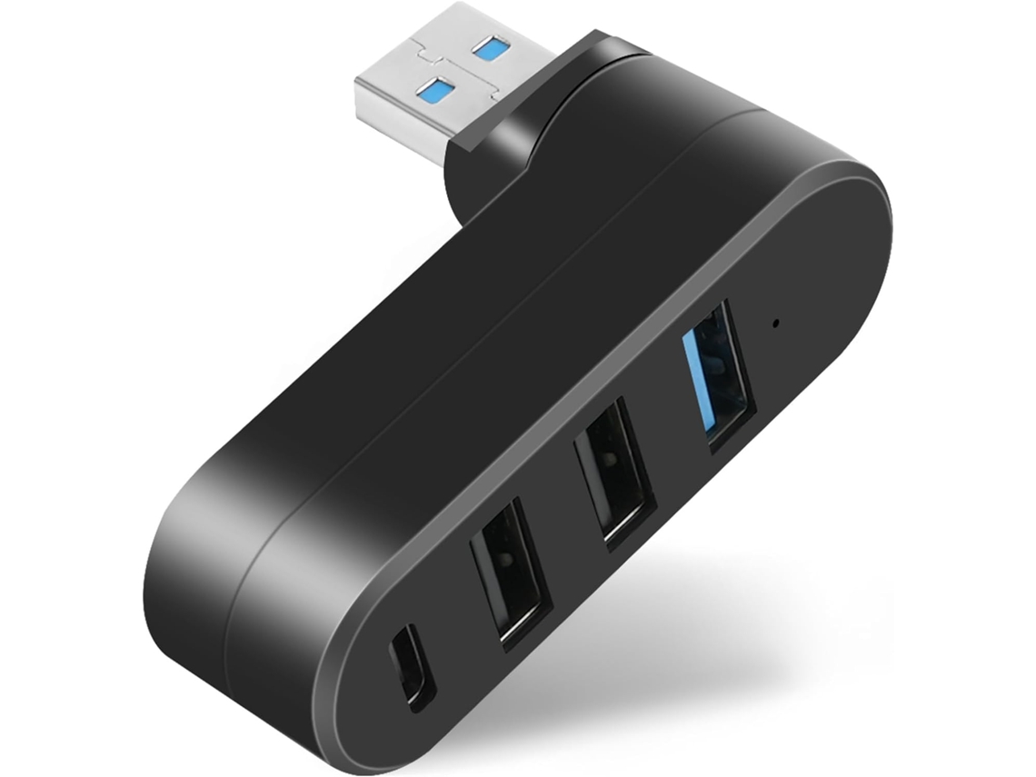 Adaptador Mini Usb Hub, 4 Portas, Usb 3.0, 2.0, Tipo c, Rotação 90°/180° ZYBLSSBB