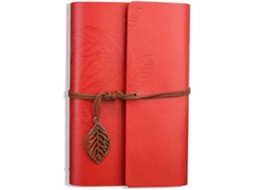 Caderno De Anotações Com Capa Couro Pu E Pingentes Folhas Retrô, Ideal Para Escrita Como Presente (vermelho, Tamanho A7 (5 Polegad-aquaforge