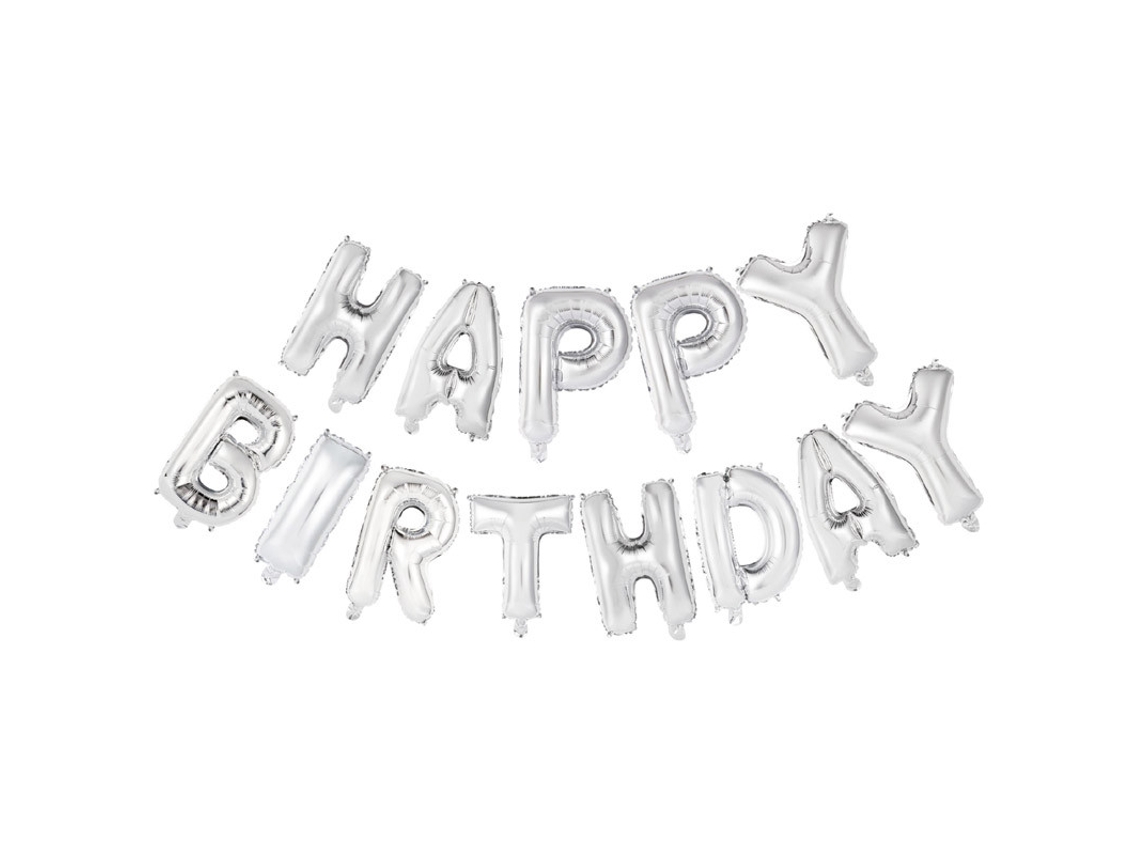 Balão WEFIESTA Foil 'Happy Birthday' Prateado