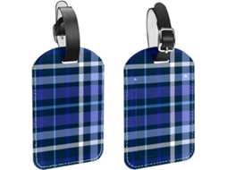 Conjunto De 2 Etiquetas Bagagem Em Imitação Couro Azul