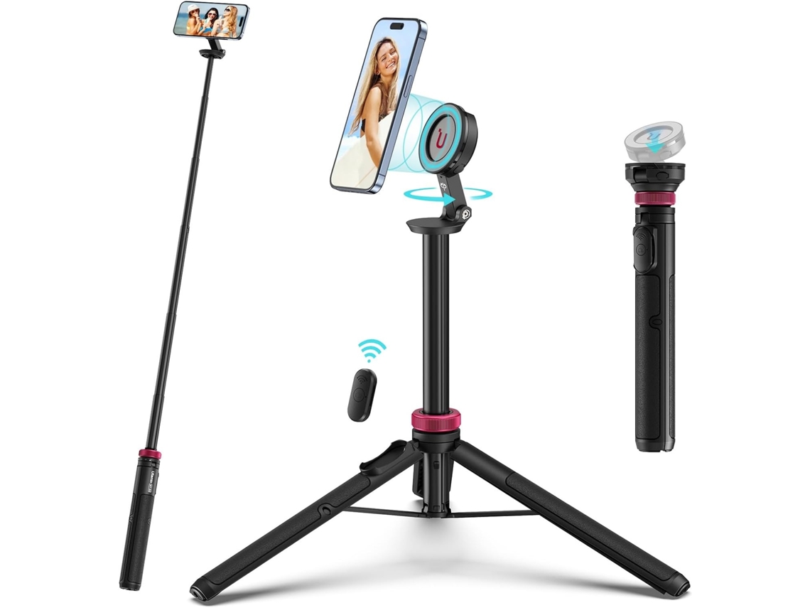 Lurelia Tripé Extensível Para Telemóvel Magsafe Iphone 16 Iphone 15 Iphone 14 150 Cm 28 Cm Flexível Rotação 360° Mãos-livres Sem Fios Magnético