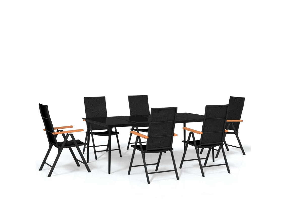 Garden Dining Set, Garden Dining Sets Vidaxl Preto Aço (mesa Com 200 Cm De Comprimento)