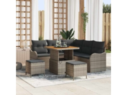 Vidaxl Conjunto De Sofá De Jardim 8 Unid. 7-número De Lugares Cinzeto