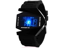 Estilo Avião Display Digital À Prova DÁgua Esportes Pulseira de Silicone Led Relógio de Pulso