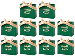 Conjunto De 10 Sacolas De Presente De Natal Com Laço