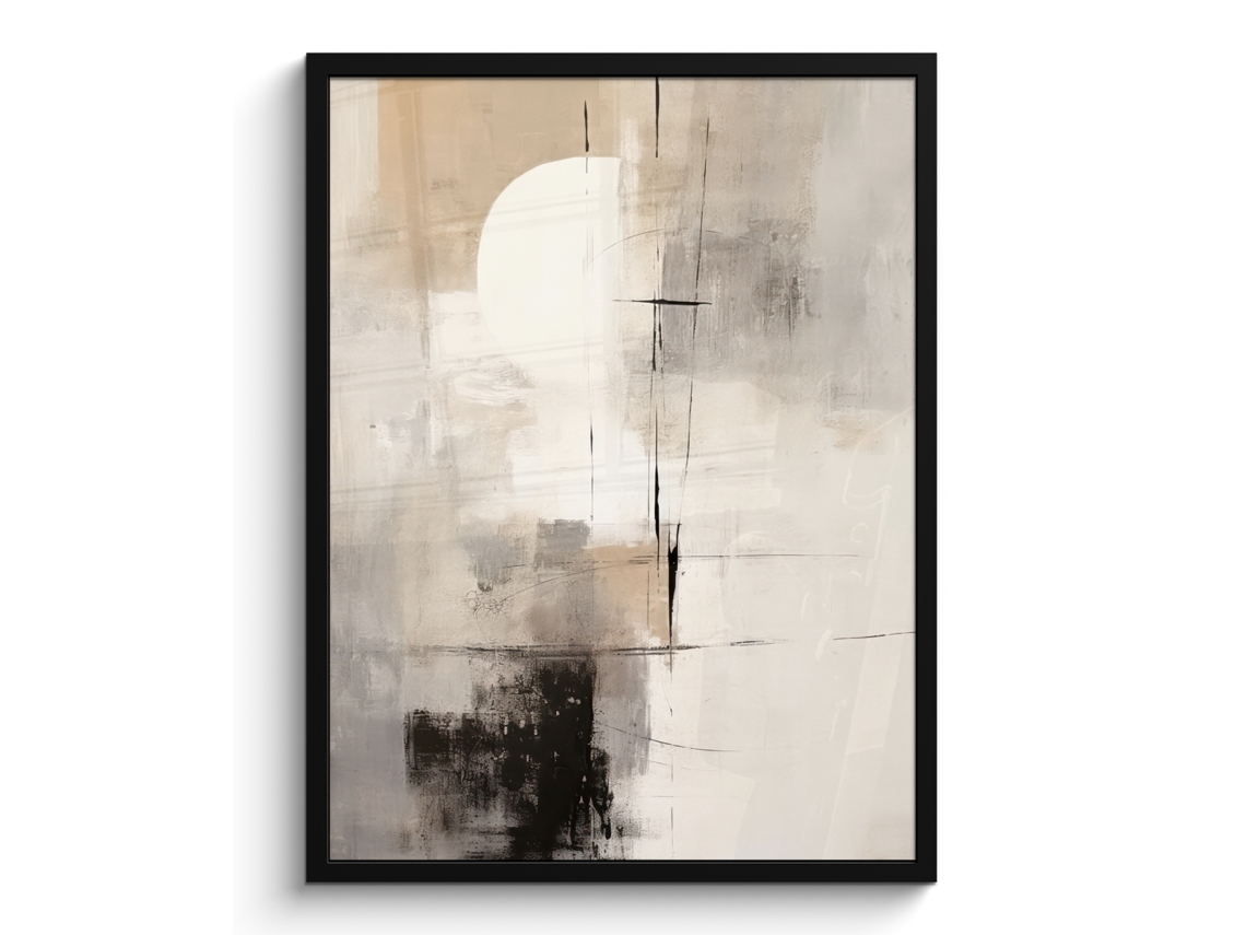 Poster Emoldurado Abstrato - Arte - Cinzento 60x80 Cm