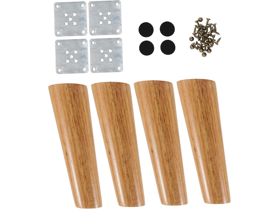 Pés De Madeira Balacoo Com Formato Oblíquo E Afilado, Com 4 Placas De Ferro E 36 Parafusos, Para Mesas E Escrivaninhas