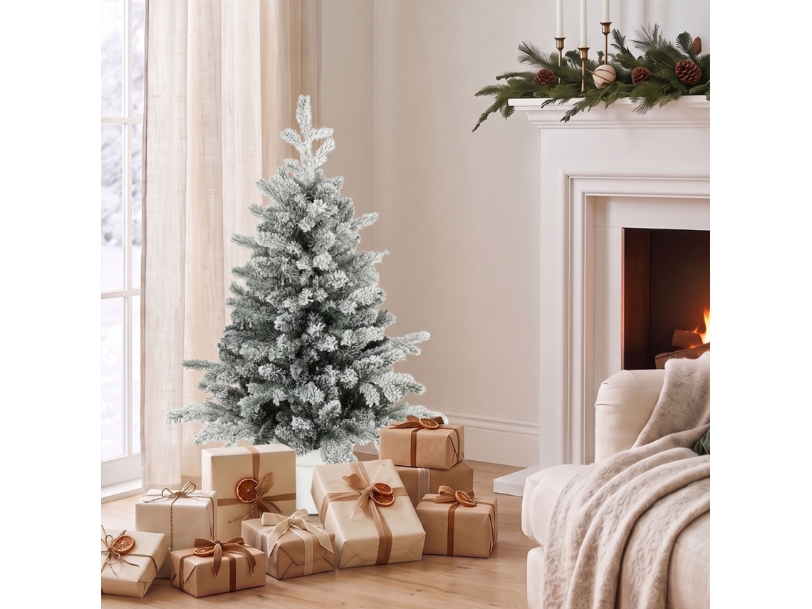 Árvore De Natal Artificial, Em Aço, Plástico, Na Cor Branco