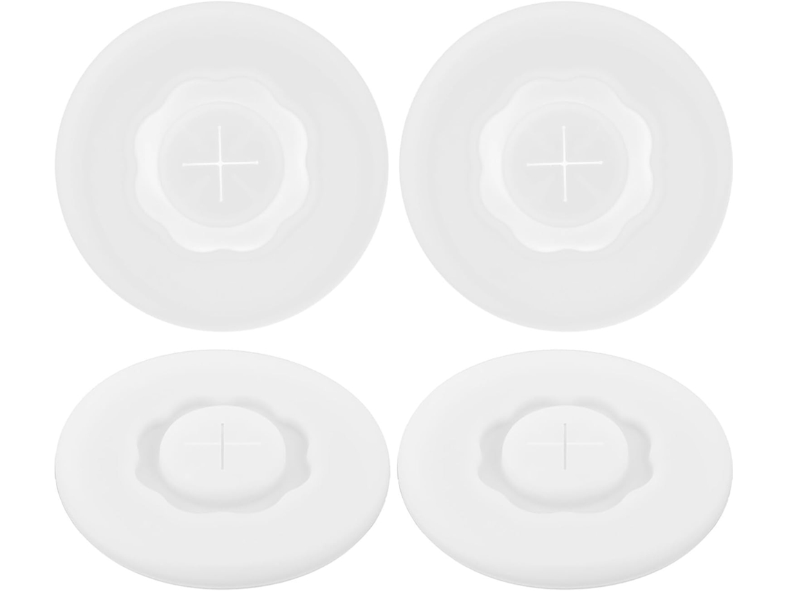 Tampas De Silicone Reutilizáveis Para Copos, Conjunto De 4 Unidades, Transparentes, 90 Mm, Com Furo Gokoco