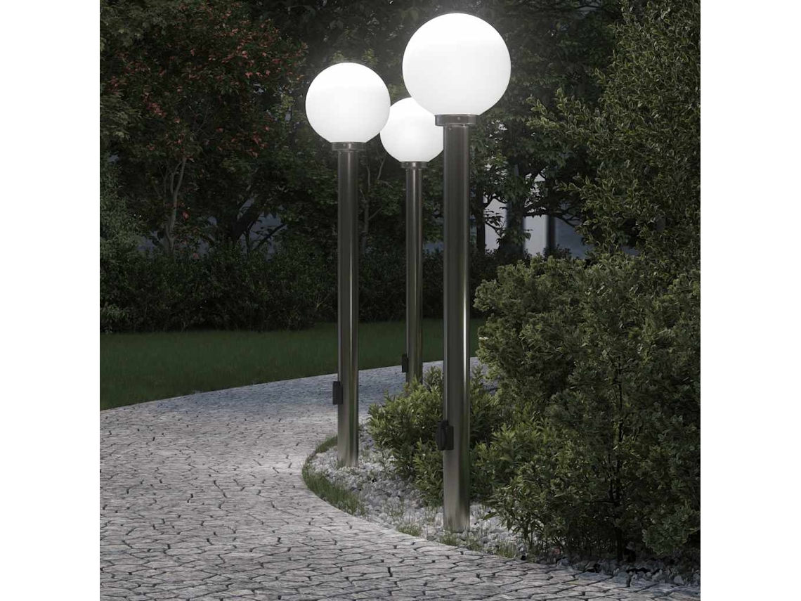Vidaxl Luminárias De Balizador Com Tomada, 3 Peças, 120 Cm, Aço Inoxidável, Ip44