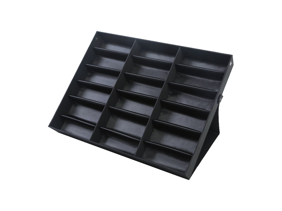 Estojo Organizador Dobrável para Óculos de Sol com 18 Compartimentos, Revestido em Couro Pu, Possui Capa Protetora e É AQUAFORGE