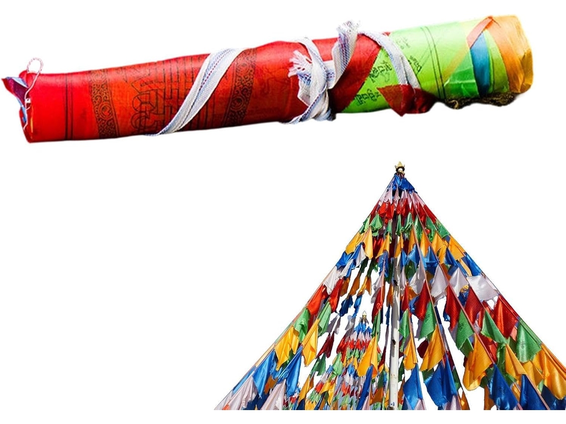 Bandeiras Triangulares Decoração Cultural 19,7 Cm Kit de 25 Bandeiras Tibetanas Triangulares, para Jardim, Quintal, CHABERLU