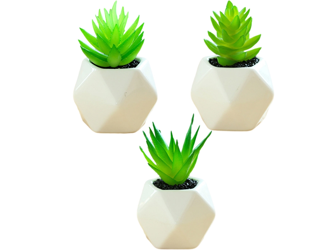 3 Peças de Mini Suculentas em Vaso Ornamentos Criativos de Moda Flores Artificiais e Plantas Verdes RNEMITERY
